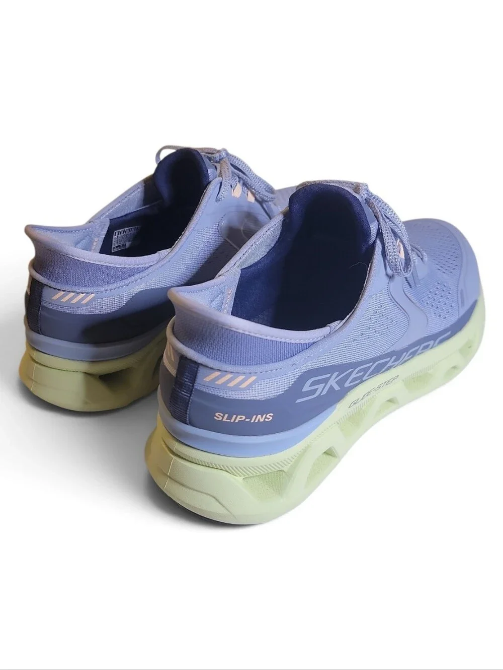 Skechers Glide-Step Women's Lavender Mesh Athletic Sneakers with Lime Accent
